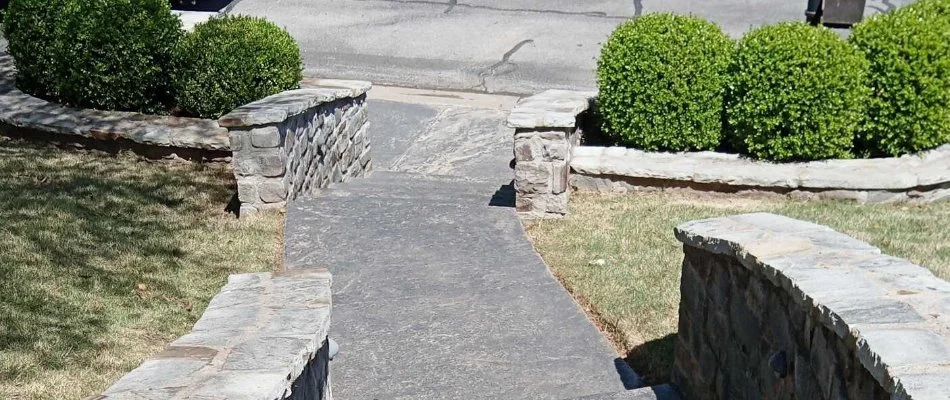 Stairs made of stone at home in Tulsa County, OK.