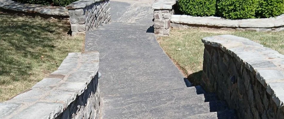 Outdoor steps leading to a road in Turley, OK.